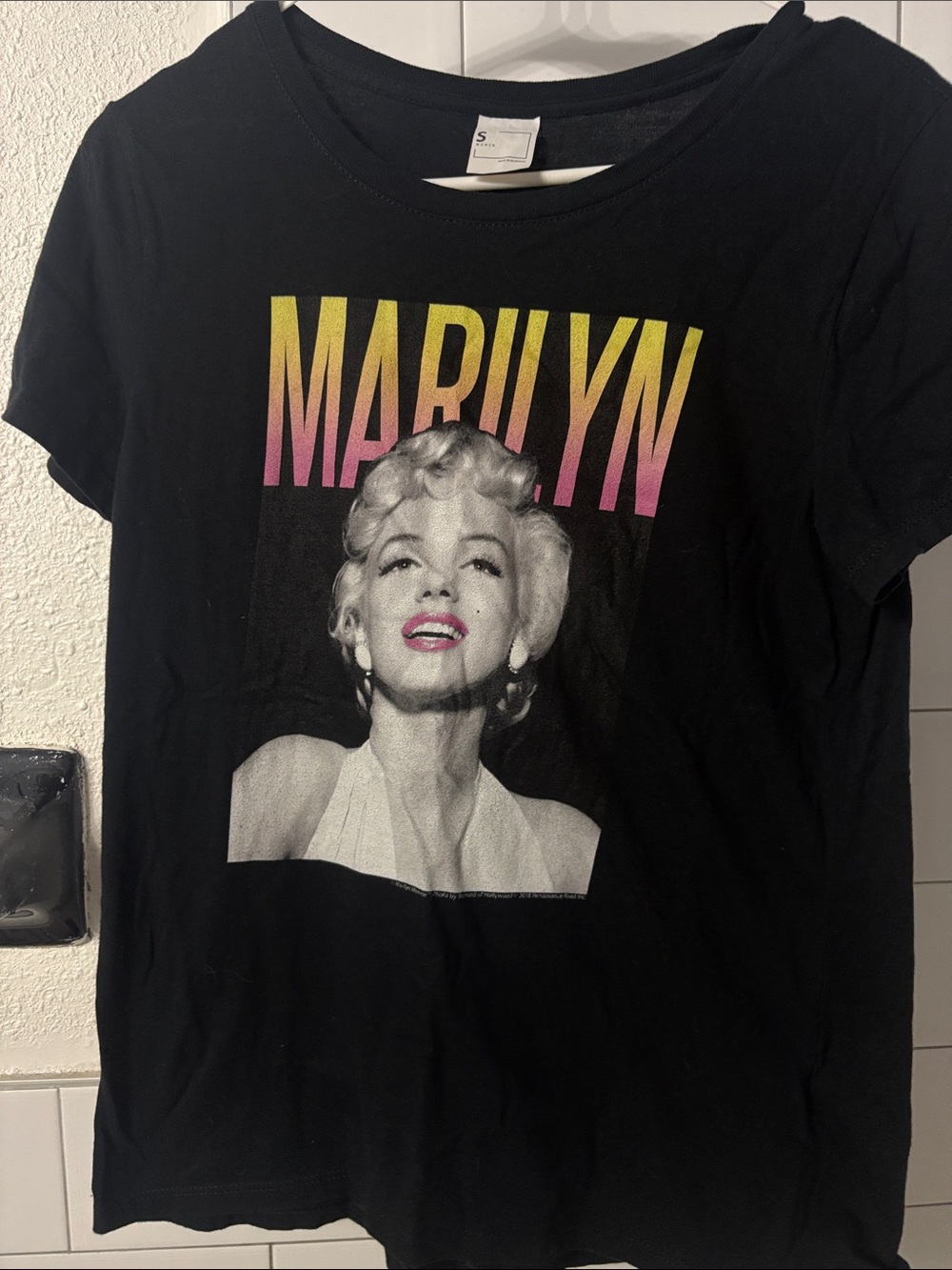 & Other Stories Black Marilyn Graphic Tee with Pink and Yellow Logo